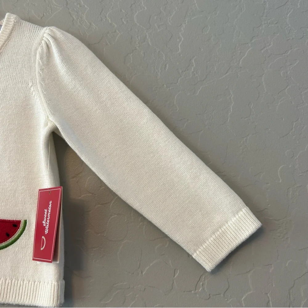 Gymboree white button front cardigan with watermelon embroidery 18-24 months